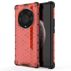 Coque Rebord Contour Silicone et Vitre Transparente Housse Etui 360 Degres AM1 pour Huawei Honor Magic3 Pro+ Plus 5G Rouge