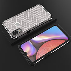 Coque Rebord Contour Silicone et Vitre Transparente Housse Etui 360 Degres AM1 pour Samsung Galaxy M01s Blanc