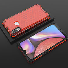 Coque Rebord Contour Silicone et Vitre Transparente Housse Etui 360 Degres AM1 pour Samsung Galaxy M01s Rouge