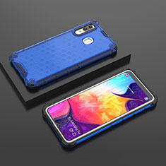 Coque Rebord Contour Silicone et Vitre Transparente Housse Etui 360 Degres AM2 pour Samsung Galaxy A20 Bleu