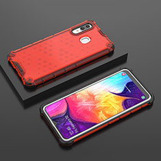 Coque Rebord Contour Silicone et Vitre Transparente Housse Etui 360 Degres AM2 pour Samsung Galaxy A20 Rouge