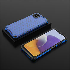 Coque Rebord Contour Silicone et Vitre Transparente Housse Etui 360 Degres AM2 pour Samsung Galaxy A22 5G Bleu
