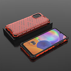 Coque Rebord Contour Silicone et Vitre Transparente Housse Etui 360 Degres AM2 pour Samsung Galaxy A31 Rouge