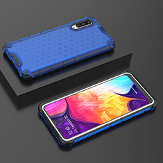 Coque Rebord Contour Silicone et Vitre Transparente Housse Etui 360 Degres AM2 pour Samsung Galaxy A50S Bleu