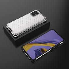 Coque Rebord Contour Silicone et Vitre Transparente Housse Etui 360 Degres AM2 pour Samsung Galaxy A51 4G Blanc