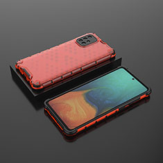 Coque Rebord Contour Silicone et Vitre Transparente Housse Etui 360 Degres AM2 pour Samsung Galaxy A71 4G A715 Rouge
