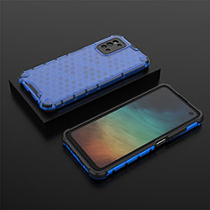 Coque Rebord Contour Silicone et Vitre Transparente Housse Etui 360 Degres AM2 pour Samsung Galaxy F52 5G Bleu