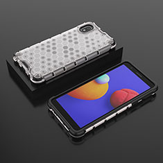 Coque Rebord Contour Silicone et Vitre Transparente Housse Etui 360 Degres AM2 pour Samsung Galaxy M01 Core Blanc