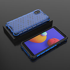 Coque Rebord Contour Silicone et Vitre Transparente Housse Etui 360 Degres AM2 pour Samsung Galaxy M01 Core Bleu