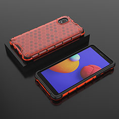 Coque Rebord Contour Silicone et Vitre Transparente Housse Etui 360 Degres AM2 pour Samsung Galaxy M01 Core Rouge