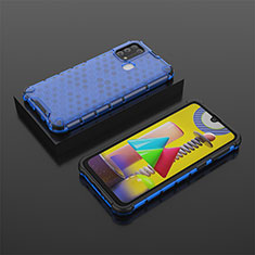 Coque Rebord Contour Silicone et Vitre Transparente Housse Etui 360 Degres AM2 pour Samsung Galaxy M31 Prime Edition Bleu