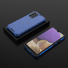 Coque Rebord Contour Silicone et Vitre Transparente Housse Etui 360 Degres AM2 pour Samsung Galaxy M32 5G Bleu