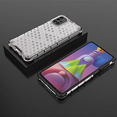 Coque Rebord Contour Silicone et Vitre Transparente Housse Etui 360 Degres AM2 pour Samsung Galaxy M51 Blanc
