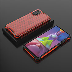 Coque Rebord Contour Silicone et Vitre Transparente Housse Etui 360 Degres AM2 pour Samsung Galaxy M51 Rouge