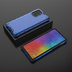 Coque Rebord Contour Silicone et Vitre Transparente Housse Etui 360 Degres AM2 pour Samsung Galaxy M80S Bleu