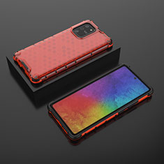 Coque Rebord Contour Silicone et Vitre Transparente Housse Etui 360 Degres AM2 pour Samsung Galaxy S10 Lite Rouge