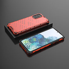 Coque Rebord Contour Silicone et Vitre Transparente Housse Etui 360 Degres AM2 pour Samsung Galaxy S20 Plus Rouge