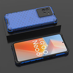 Coque Rebord Contour Silicone et Vitre Transparente Housse Etui 360 Degres AM2 pour Vivo iQOO Neo6 SE 5G Bleu