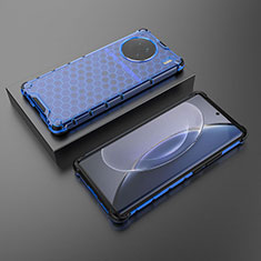 Coque Rebord Contour Silicone et Vitre Transparente Housse Etui 360 Degres AM2 pour Vivo X90 5G Bleu