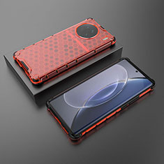 Coque Rebord Contour Silicone et Vitre Transparente Housse Etui 360 Degres AM2 pour Vivo X90 5G Rouge