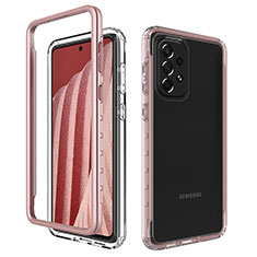 Coque Rebord Contour Silicone et Vitre Transparente Housse Etui 360 Degres JX1 pour Samsung Galaxy A73 5G Or Rose