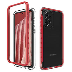 Coque Rebord Contour Silicone et Vitre Transparente Housse Etui 360 Degres JX1 pour Samsung Galaxy A73 5G Rouge