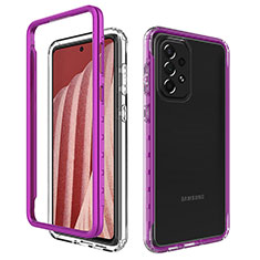 Coque Rebord Contour Silicone et Vitre Transparente Housse Etui 360 Degres JX1 pour Samsung Galaxy A73 5G Violet