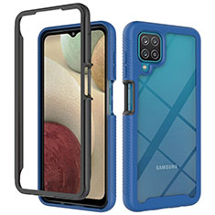 Coque Rebord Contour Silicone et Vitre Transparente Housse Etui 360 Degres JX2 pour Samsung Galaxy A12 Nacho Bleu