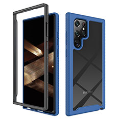 Coque Rebord Contour Silicone et Vitre Transparente Housse Etui 360 Degres M02 pour Samsung Galaxy S24 Ultra 5G Bleu
