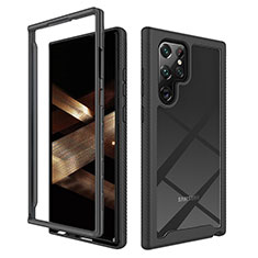 Coque Rebord Contour Silicone et Vitre Transparente Housse Etui 360 Degres M02 pour Samsung Galaxy S24 Ultra 5G Noir