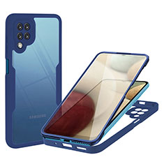 Coque Rebord Contour Silicone et Vitre Transparente Housse Etui 360 Degres MJ1 pour Samsung Galaxy A12 Nacho Bleu