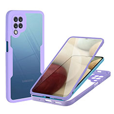 Coque Rebord Contour Silicone et Vitre Transparente Housse Etui 360 Degres MJ1 pour Samsung Galaxy A12 Nacho Violet