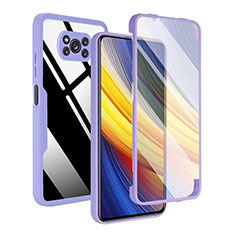 Coque Rebord Contour Silicone et Vitre Transparente Housse Etui 360 Degres MJ1 pour Xiaomi Poco X3 NFC Violet