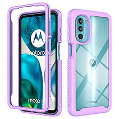 Coque Rebord Contour Silicone et Vitre Transparente Housse Etui 360 Degres pour Motorola Moto Edge (2022) 5G Violet