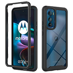 Coque Rebord Contour Silicone et Vitre Transparente Housse Etui 360 Degres pour Motorola Moto Edge 30 5G Noir