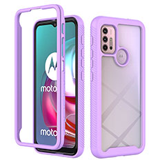 Coque Rebord Contour Silicone et Vitre Transparente Housse Etui 360 Degres pour Motorola Moto G10 Violet
