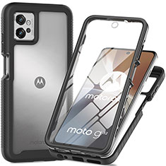 Coque Rebord Contour Silicone et Vitre Transparente Housse Etui 360 Degres pour Motorola Moto G32 Noir