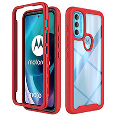Coque Rebord Contour Silicone et Vitre Transparente Housse Etui 360 Degres pour Motorola Moto G71 5G Rouge
