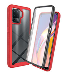 Coque Rebord Contour Silicone et Vitre Transparente Housse Etui 360 Degres pour Oppo Reno5 F Rouge