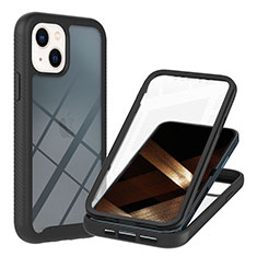 Coque Rebord Contour Silicone et Vitre Transparente Housse Etui 360 Degres YB1 pour Apple iPhone 14 Noir