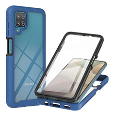 Coque Rebord Contour Silicone et Vitre Transparente Housse Etui 360 Degres YB2 pour Samsung Galaxy A12 Nacho Bleu