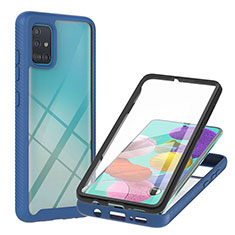 Coque Rebord Contour Silicone et Vitre Transparente Housse Etui 360 Degres YB2 pour Samsung Galaxy A51 4G Bleu