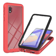 Coque Rebord Contour Silicone et Vitre Transparente Housse Etui 360 Degres YB2 pour Samsung Galaxy M01 Core Rouge
