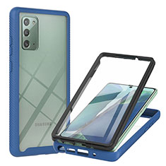 Coque Rebord Contour Silicone et Vitre Transparente Housse Etui 360 Degres YB2 pour Samsung Galaxy Note 20 5G Bleu
