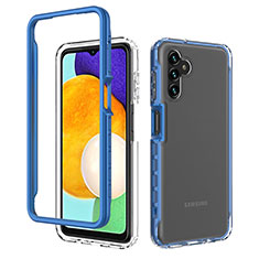 Coque Rebord Contour Silicone et Vitre Transparente Housse Etui 360 Degres ZJ1 pour Samsung Galaxy A04s Bleu