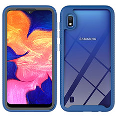 Coque Rebord Contour Silicone et Vitre Transparente Housse Etui 360 Degres ZJ1 pour Samsung Galaxy A10 Bleu