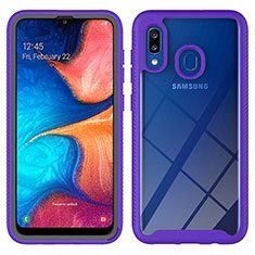 Coque Rebord Contour Silicone et Vitre Transparente Housse Etui 360 Degres ZJ1 pour Samsung Galaxy A20 Violet
