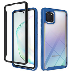 Coque Rebord Contour Silicone et Vitre Transparente Housse Etui 360 Degres ZJ1 pour Samsung Galaxy A81 Bleu