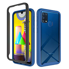 Coque Rebord Contour Silicone et Vitre Transparente Housse Etui 360 Degres ZJ1 pour Samsung Galaxy M31 Prime Edition Bleu