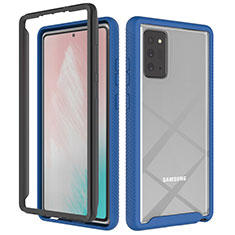 Coque Rebord Contour Silicone et Vitre Transparente Housse Etui 360 Degres ZJ1 pour Samsung Galaxy Note 20 5G Bleu